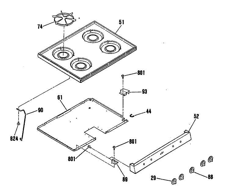Section Diagram and Parts List for RGB740GES2WH  Hotpoint Range