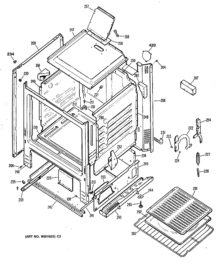 Section Diagram and Parts List for RGB524PV1AD  Hotpoint Range