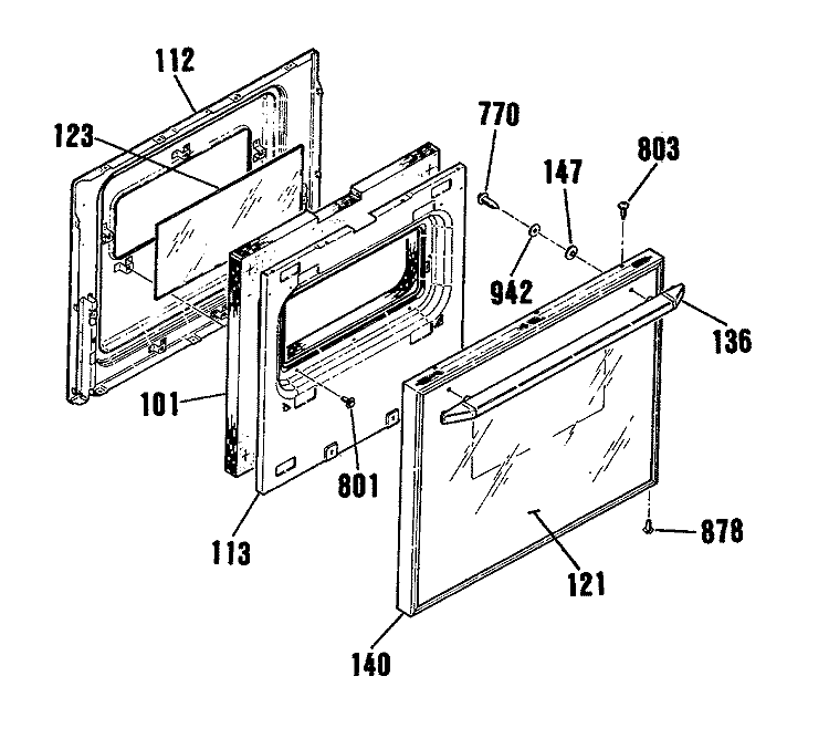 Section Diagram and Parts List for RGJ534GEP2BG  Hotpoint Wall Oven