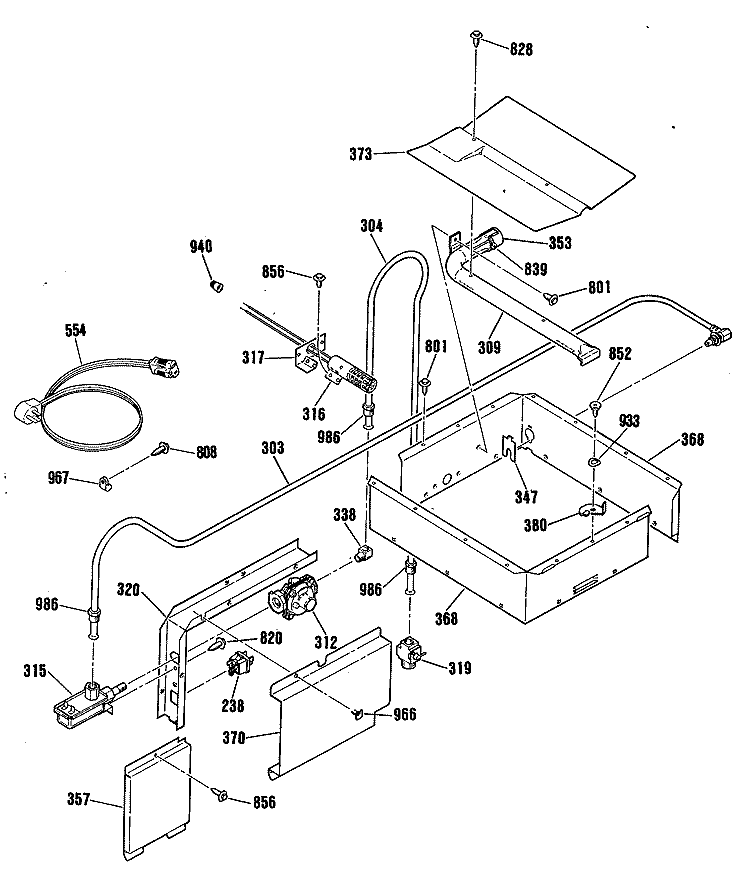 Section Diagram and Parts List for RGJ534GEP2BG  Hotpoint Wall Oven