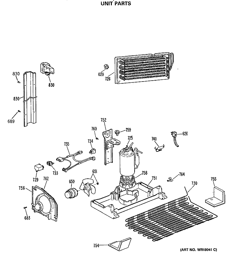 UNIT PARTS Diagram and Parts List for CTX18GASERAD  Hotpoint Refrigerator
