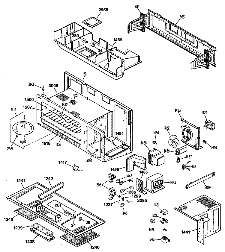 Section Diagram and Parts List for RVM122K02  Hotpoint Microwave