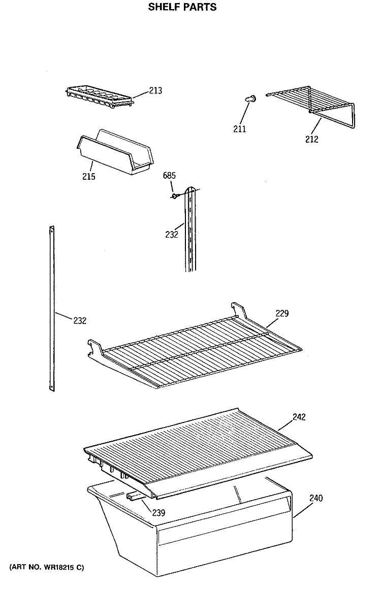 SHELF PARTS Diagram and Parts List for CTX18CASALWH  Hotpoint Refrigerator