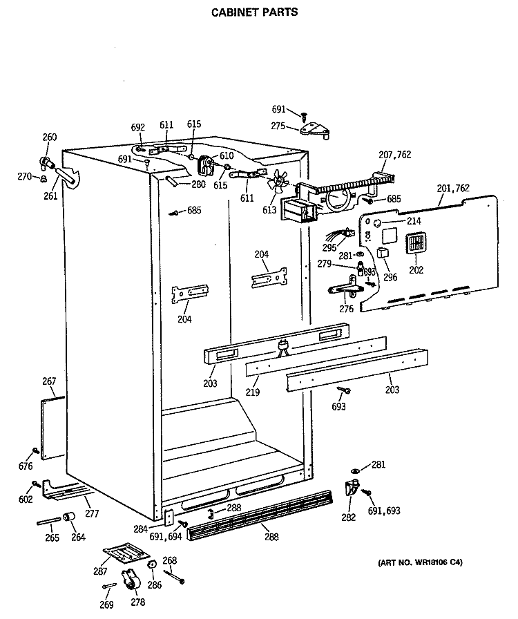 CABINET PARTS Diagram and Parts List for CTX18LASALAD  Hotpoint Refrigerator