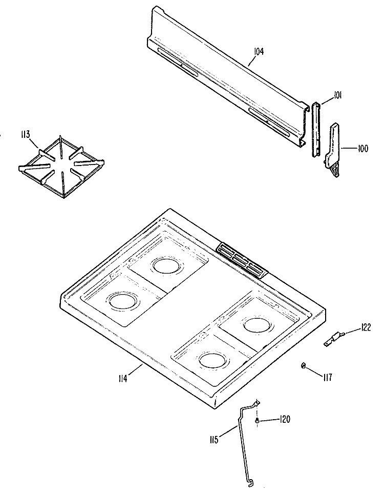 Section Diagram and Parts List for RGB508ET1WH  Hotpoint Range