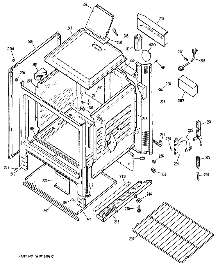 Section Diagram and Parts List for RGB508ET1WH  Hotpoint Range