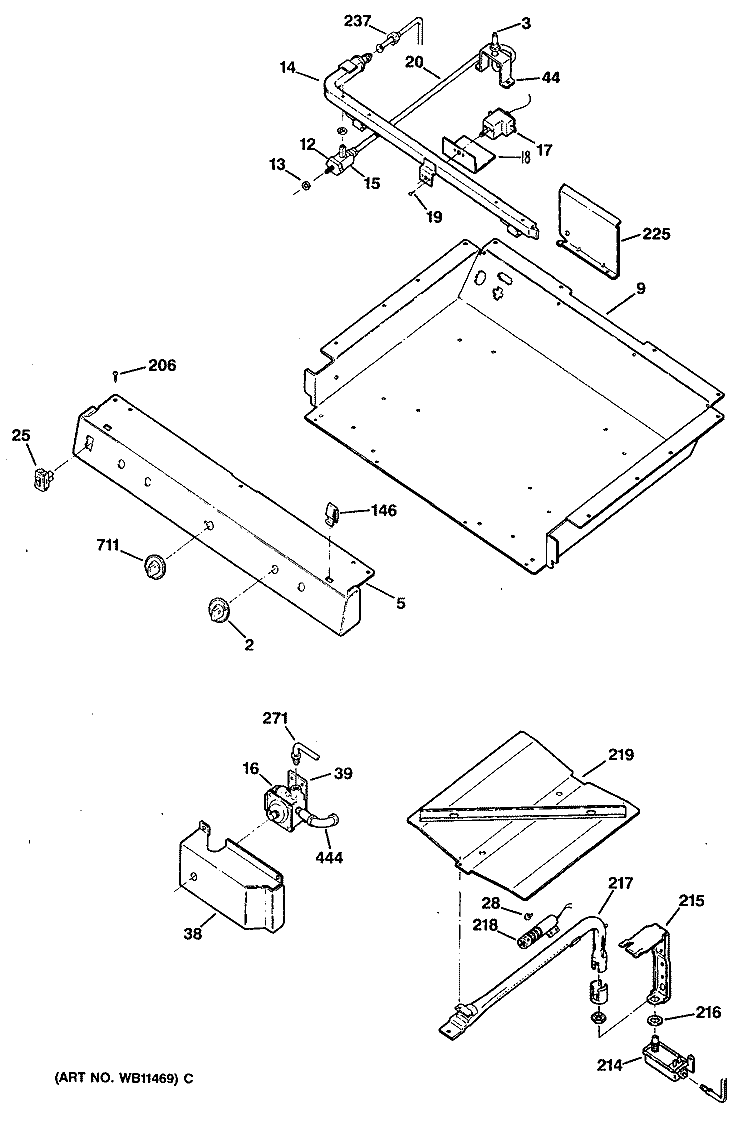 Section Diagram and Parts List for RGB529GEP4  Hotpoint Range