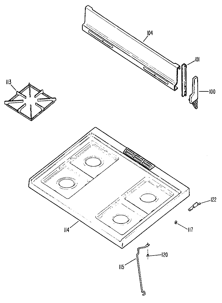 Section Diagram and Parts List for RGB508PT1AD  Hotpoint Range