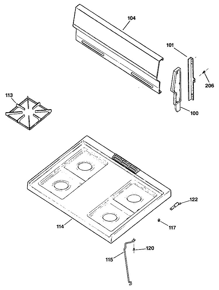 Section Diagram and Parts List for RGB524ET1WH  Hotpoint Range