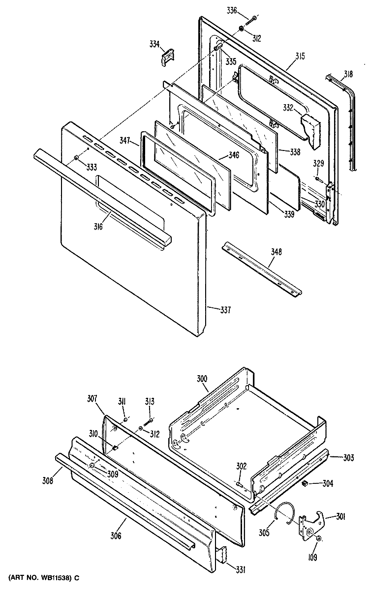Section Diagram and Parts List for RGB527EV1WH  Hotpoint Range