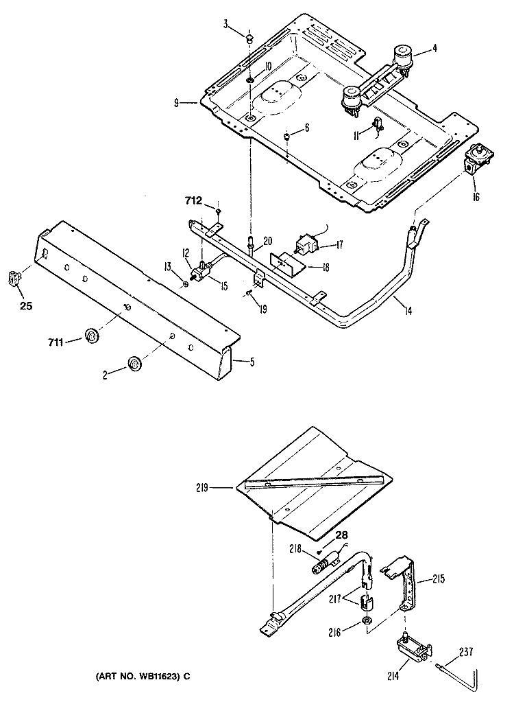 Section Diagram and Parts List for RGB526ET1AD  Hotpoint Range