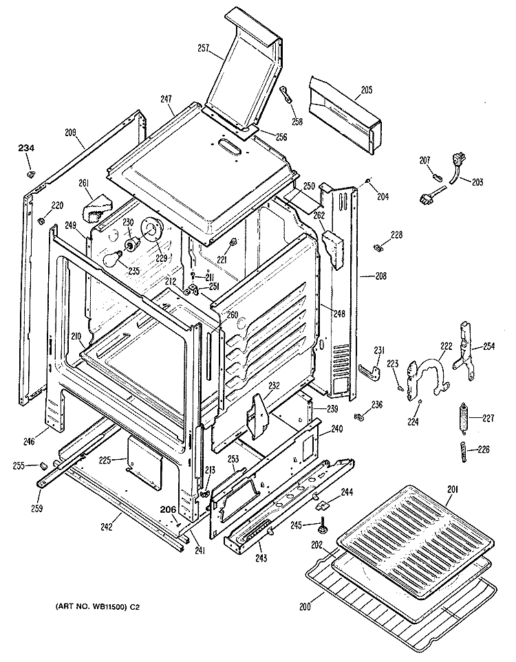 Section Diagram and Parts List for RGB526ET1AD  Hotpoint Range
