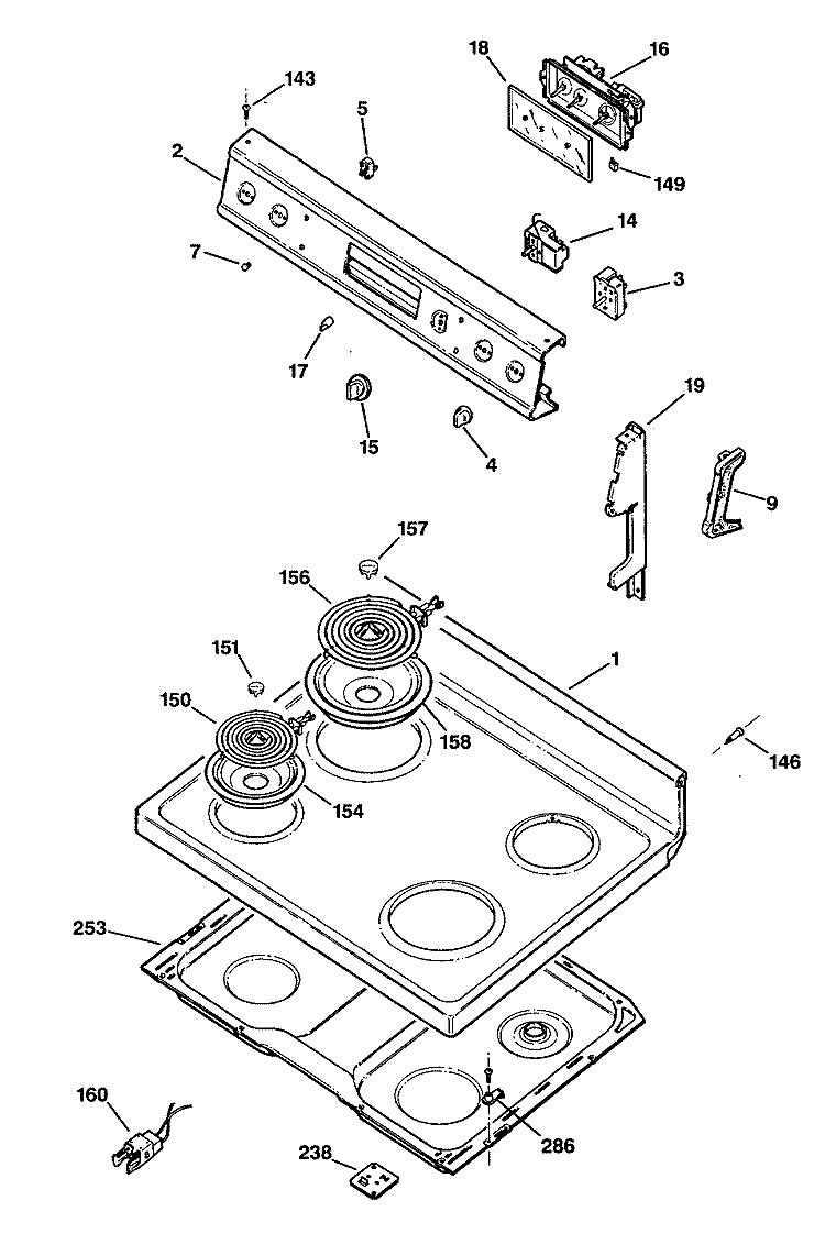 Section Diagram and Parts List for RB632GS1  Hotpoint Range