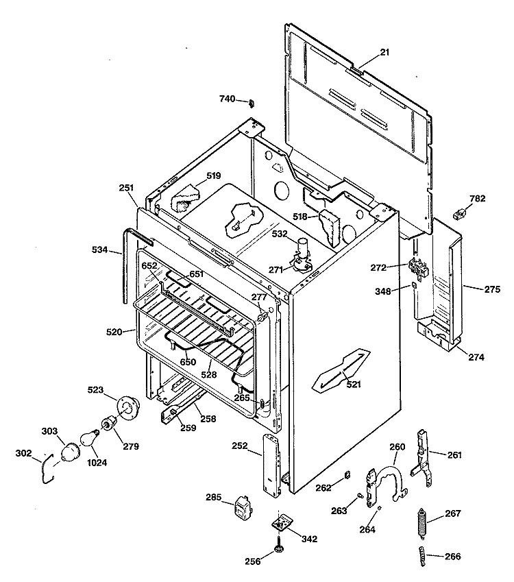 Section Diagram and Parts List for RB632GS1  Hotpoint Range