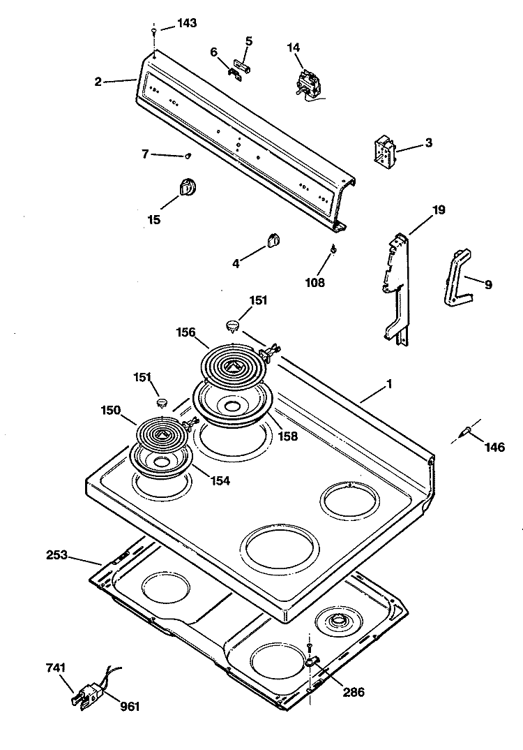 Section Diagram and Parts List for RB525GV1  Hotpoint Range