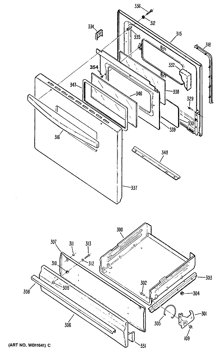 Section Diagram and Parts List for RGB628ET1WH  Hotpoint Range