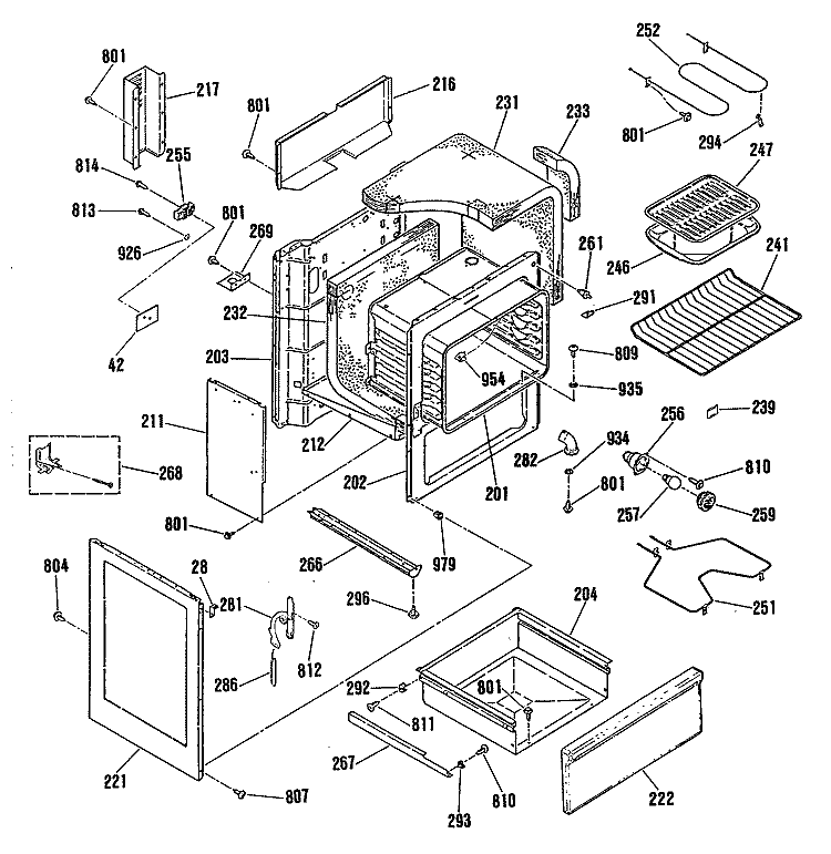 Section Diagram and Parts List for RB787GS2BB  Hotpoint Range