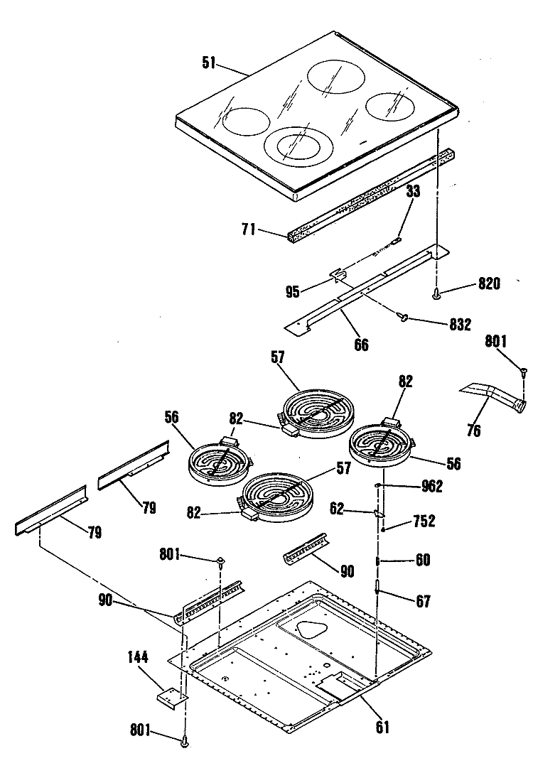 Section Diagram and Parts List for RB787GS2BB  Hotpoint Range