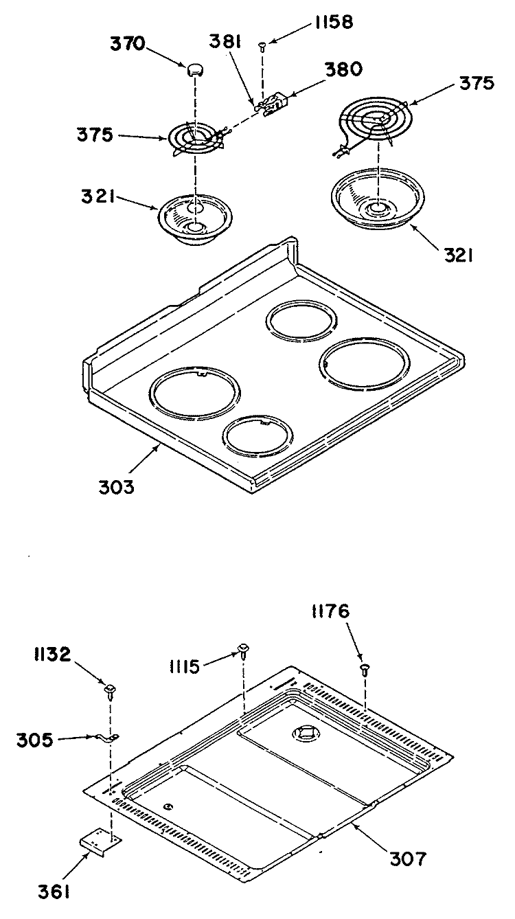 Section Diagram and Parts List for L3B155L0W  General Electric Range