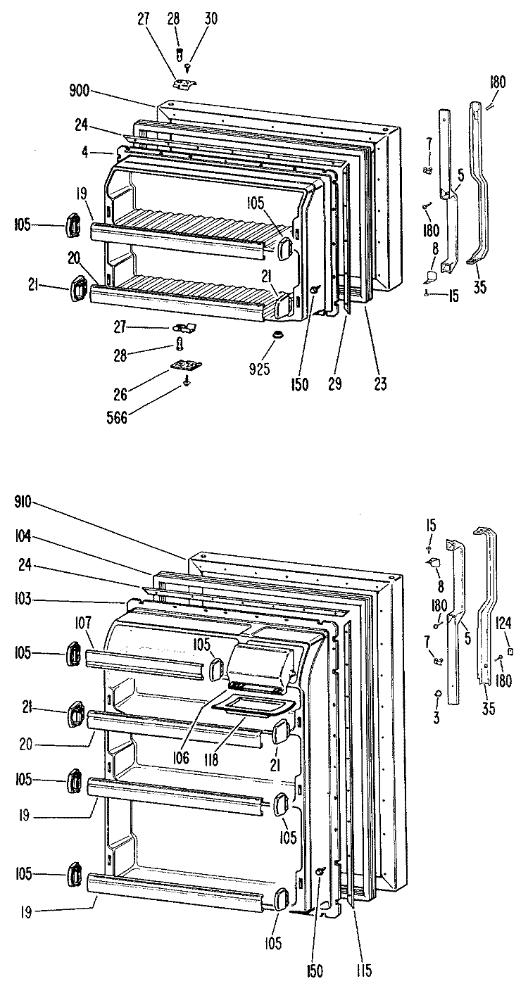 Section Diagram and Parts List for TBF14AKCL  General Electric Refrigerator