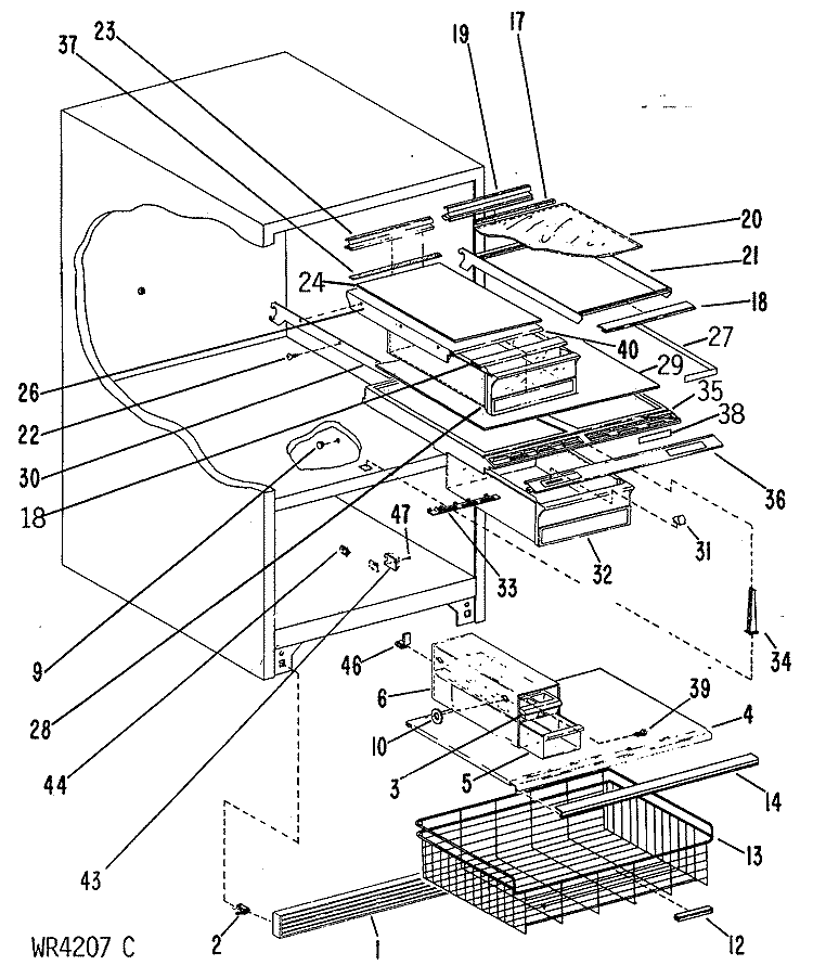 Section Diagram and Parts List for TCX20ZMB  General Electric Refrigerator