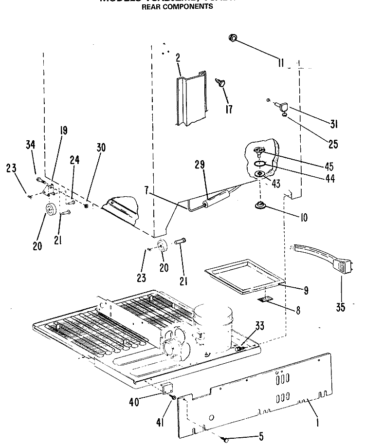 REAR COMPONENTS Diagram and Parts List for TCX20ZMB  General Electric Refrigerator