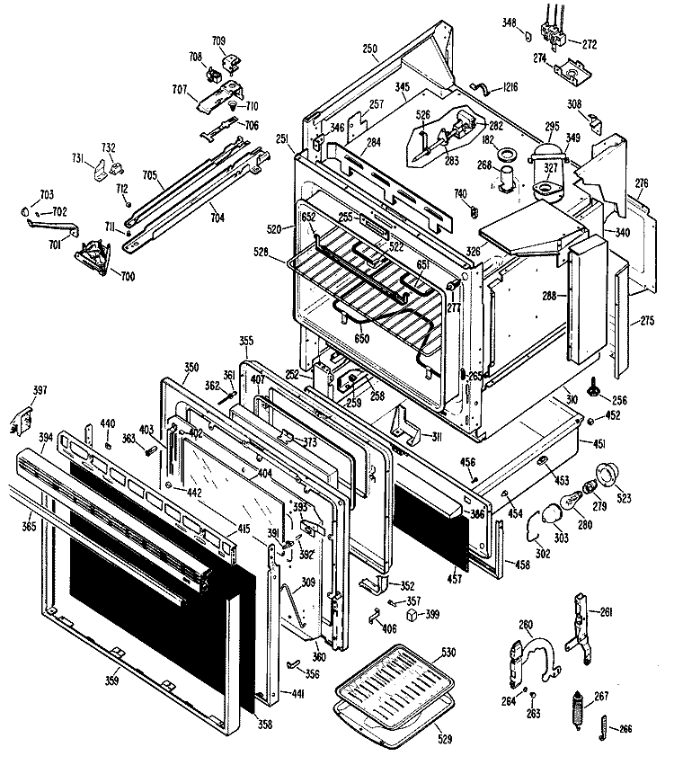 Section Diagram and Parts List for RS779G1J8  Hotpoint Range