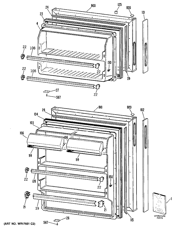 Section Diagram and Parts List for CTHY15CPJLWH  Hotpoint Refrigerator