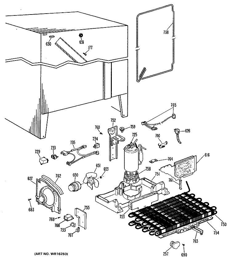 Section Diagram and Parts List for TFX20DHB  General Electric Refrigerator