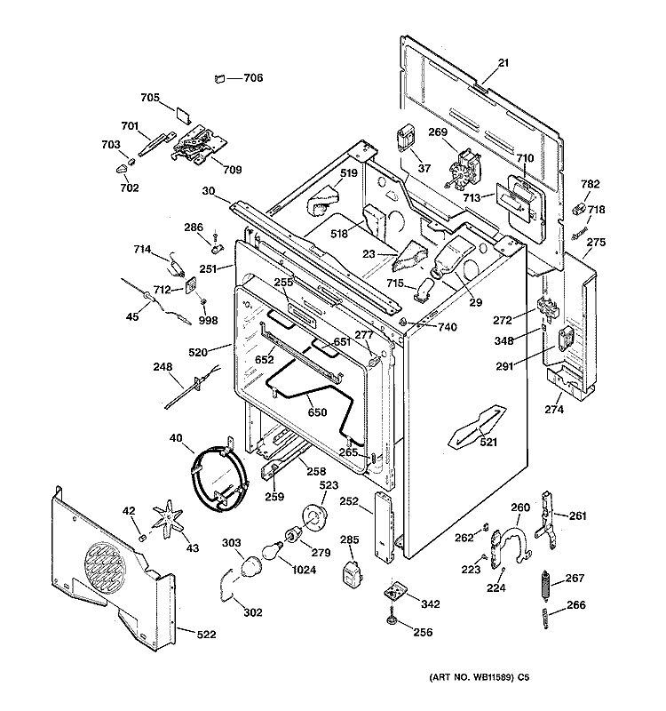 BODY PARTS Diagram and Parts List for JBP95AW1  General Electric Range