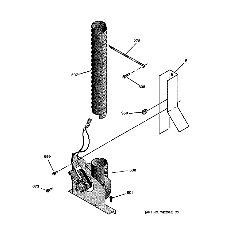 BLOWER Diagram and Parts List for JCSP39BW2BB  General Electric Range