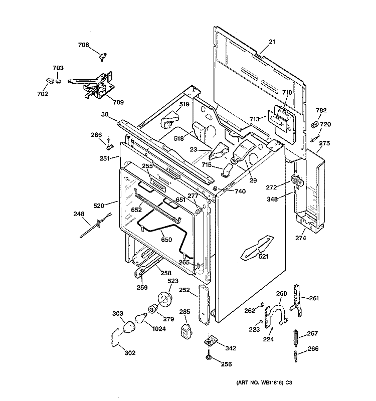 BODY PARTS Diagram and Parts List for JBP78BY3  General Electric Range