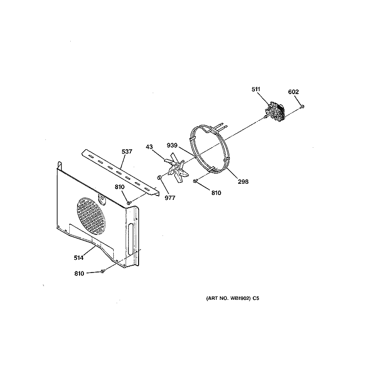 CONVECTION BLOWER Diagram and Parts List for JT910SY1SS  General Electric Wall Oven