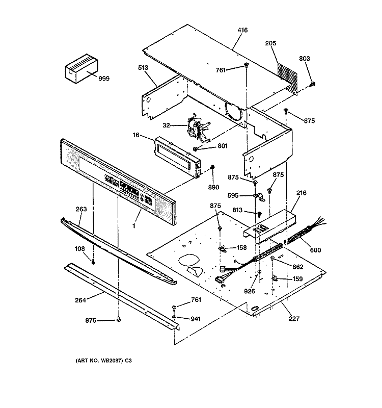 CONTROL PANEL Diagram and Parts List for JT950SY1SS  General Electric Wall Oven