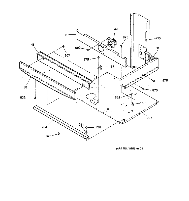 CENTER SPACER Diagram and Parts List for JT950SY1SS  General Electric Wall Oven