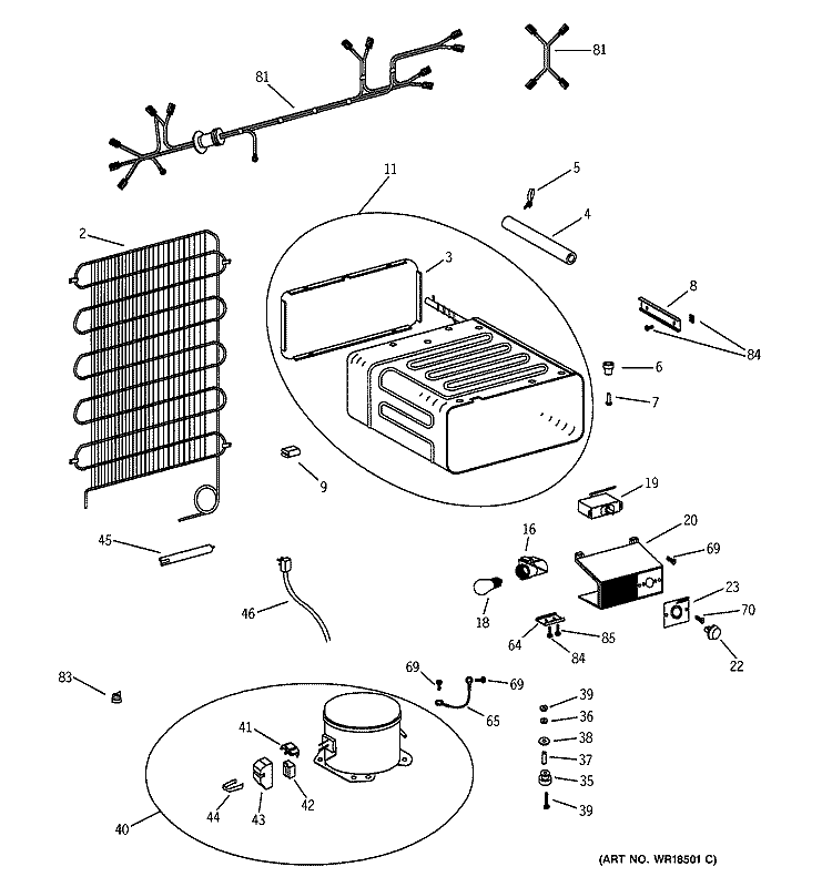 UNIT PARTS Diagram and Parts List for TAX10SNXCRAD  General Electric Refrigerator