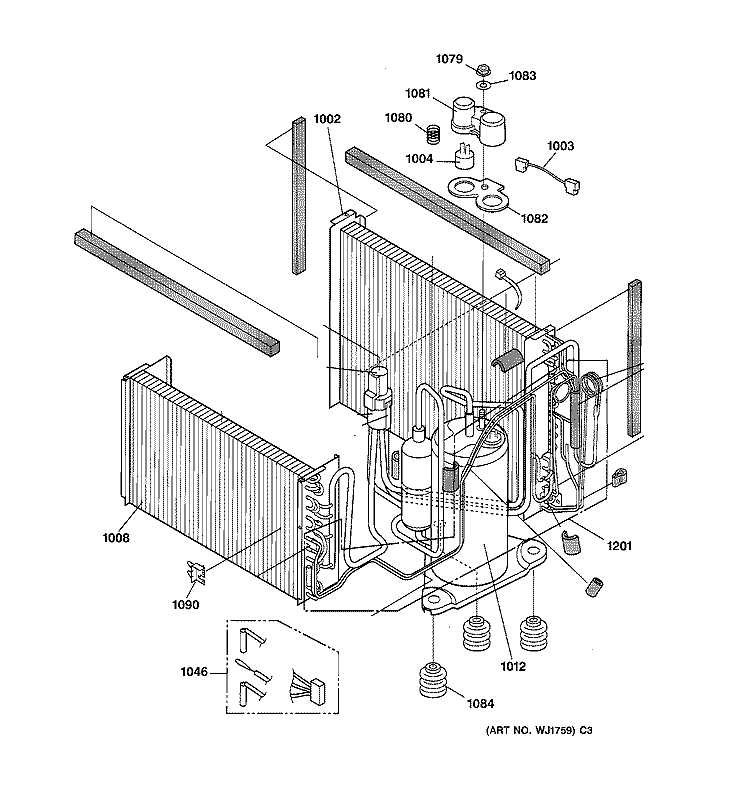 Section Diagram and Parts List for AJES12DCM1  General Electric Air Conditioner