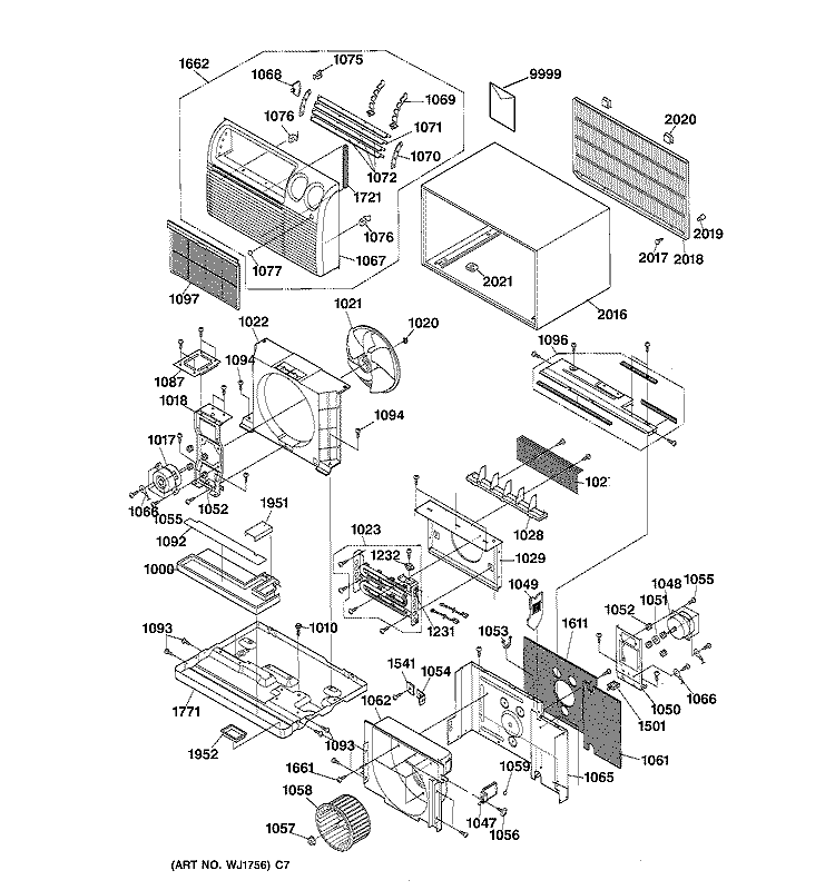 Section Diagram and Parts List for AJES08ASM1  General Electric Air Conditioner