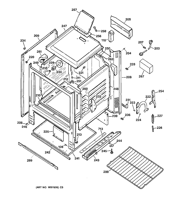 BODY PARTS Diagram and Parts List for JGBS15PEA1WH  General Electric Range