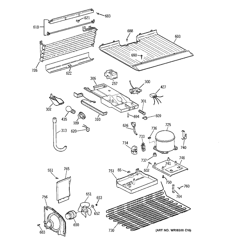 UNIT PARTS Diagram and Parts List for TBG14JAZERAD  General Electric Refrigerator