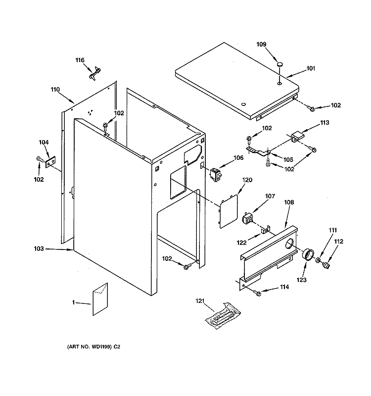 CABINET & CONTROL PARTS Diagram and Parts List for GCG1530Z0WW  General Electric Trash Compactor