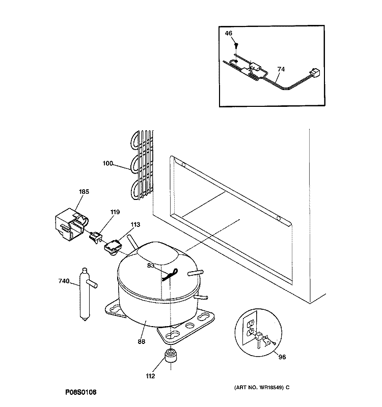 SYSTEM Diagram and Parts List for FCM9DAAWH  General Electric Freezer