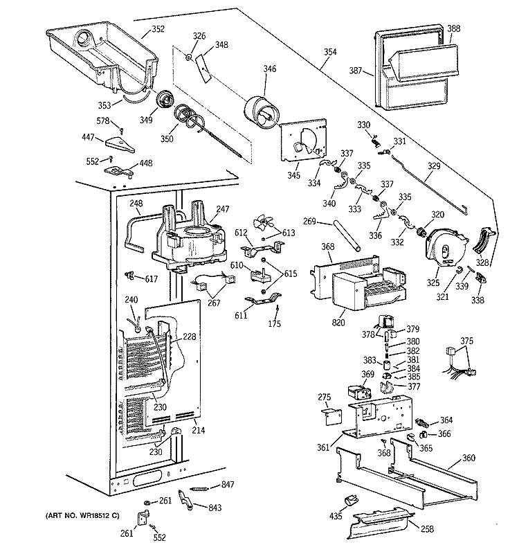 FREEZER SECTION Diagram and Parts List for TFX30PPBAWW  General Electric Refrigerator