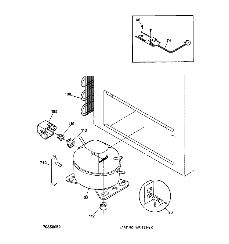 UNIT PARTS Diagram and Parts List for FCM9SAAWH  General Electric Freezer