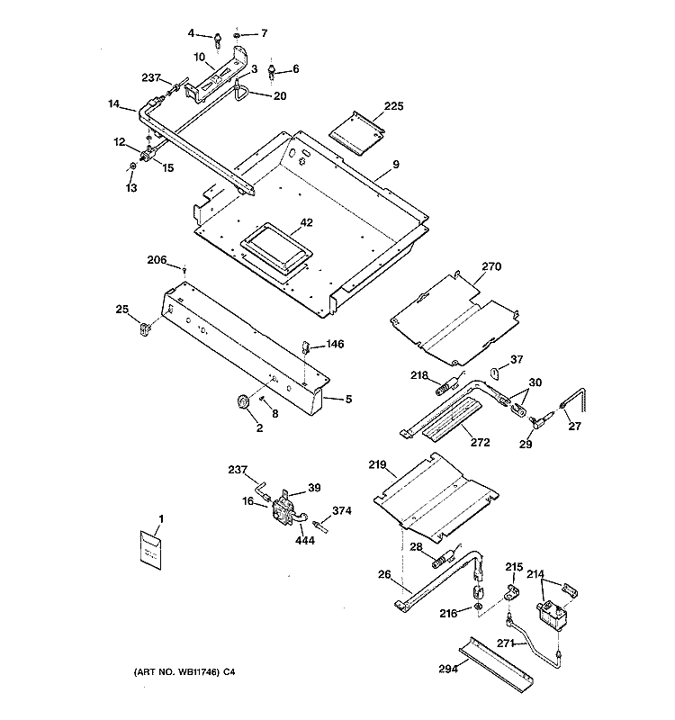 GAS BURNER PARTS Diagram and Parts List for RGB745WEA1WW  Hotpoint Range