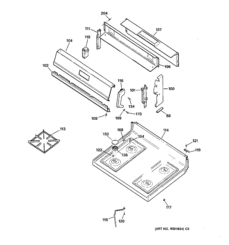 COOKTOP Diagram and Parts List for RGB530BEA1AD  Hotpoint Range