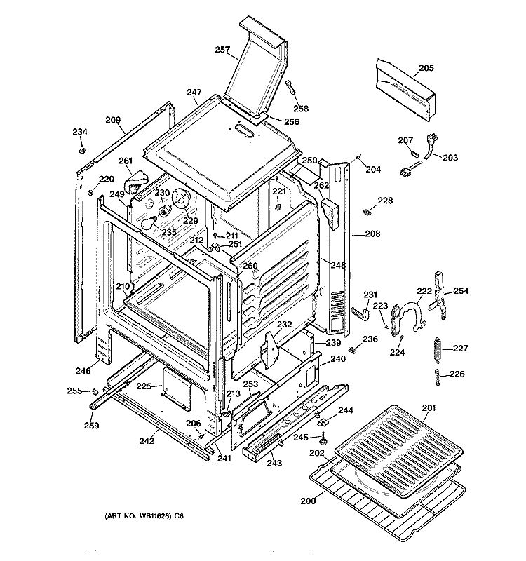 BODY PARTS Diagram and Parts List for RGB530BEA1AD  Hotpoint Range