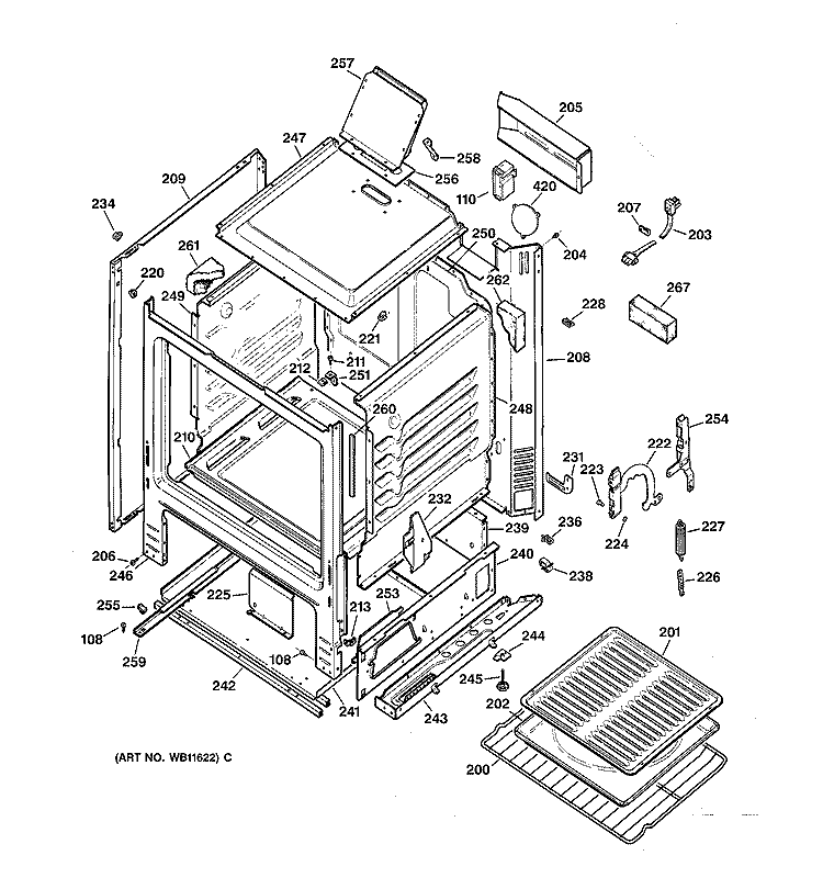 BODY PARTS Diagram and Parts List for RGB524PEA1AD  Hotpoint Range
