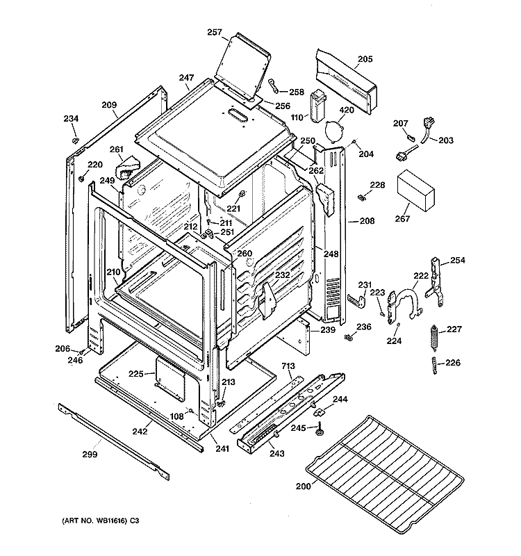 BODY PARTS Diagram and Parts List for RGB508PEA1AD  Hotpoint Range