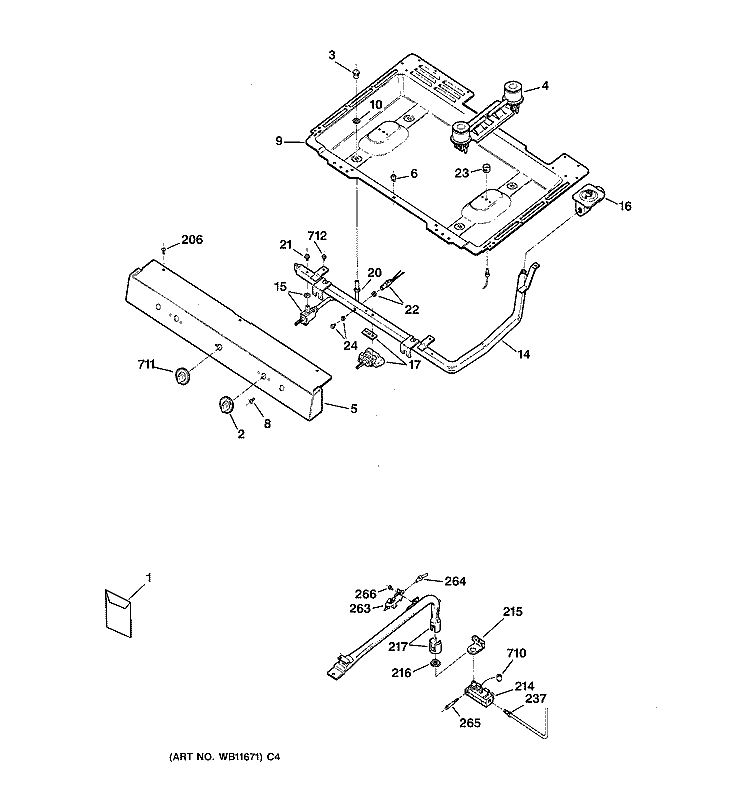 GAS & BURNER PARTS Diagram and Parts List for RGB501PPA1WH  Hotpoint Range